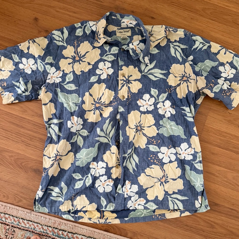 Casual Street Blue Floral Men's Shirt